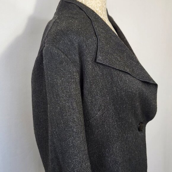 J Jill Women's Size 8P Black Unstructured Wool Blend Asymmetrical Jacket Blazer - Picture 6 of 15